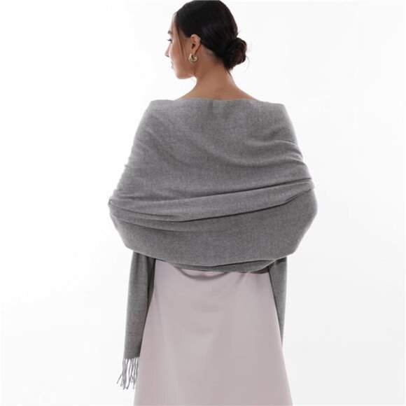 Women Pashmina Shawls Wraps Warm Soft Grey2 - Picture 5 of 7